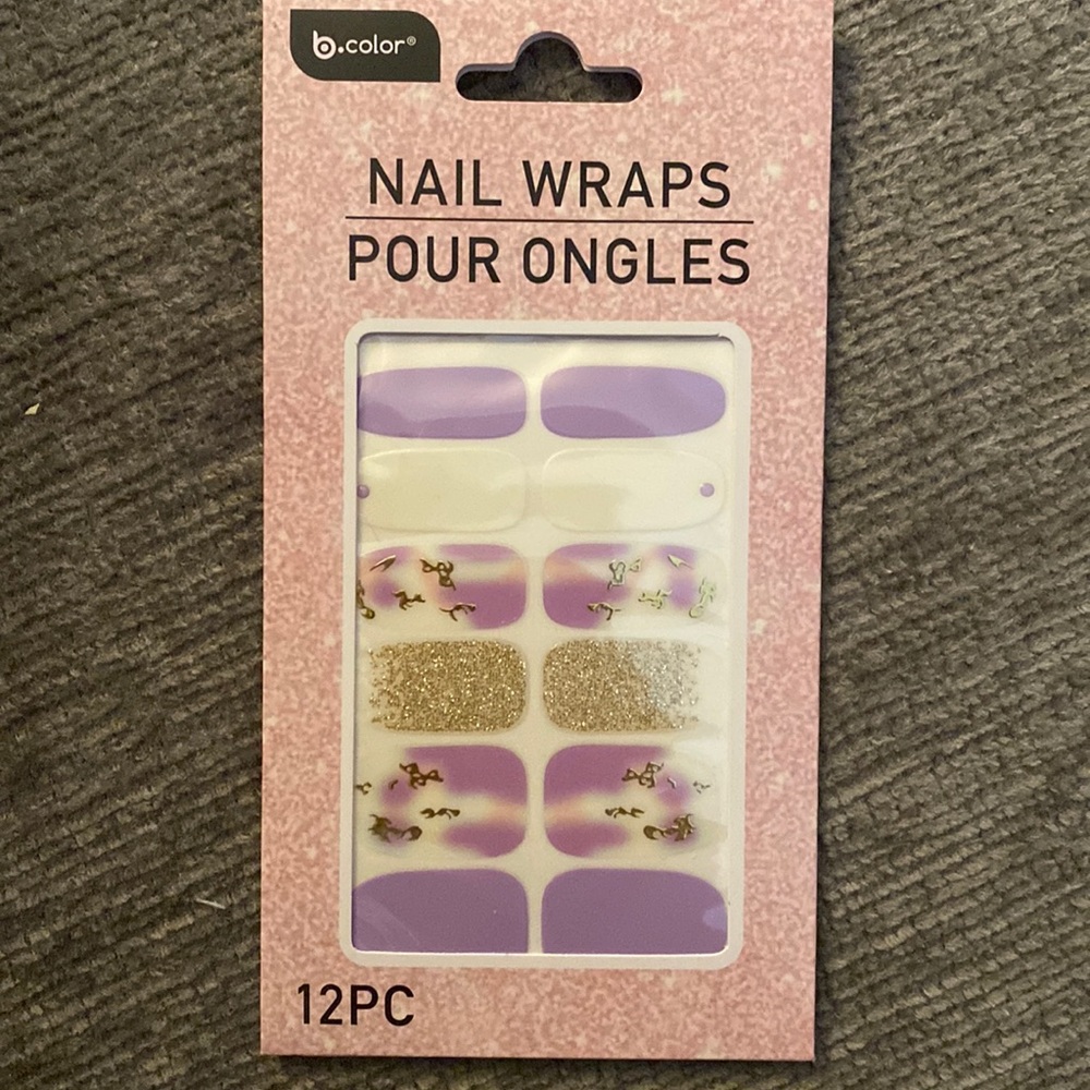 b+color 12pc NAIL WRAPS - purple and gold